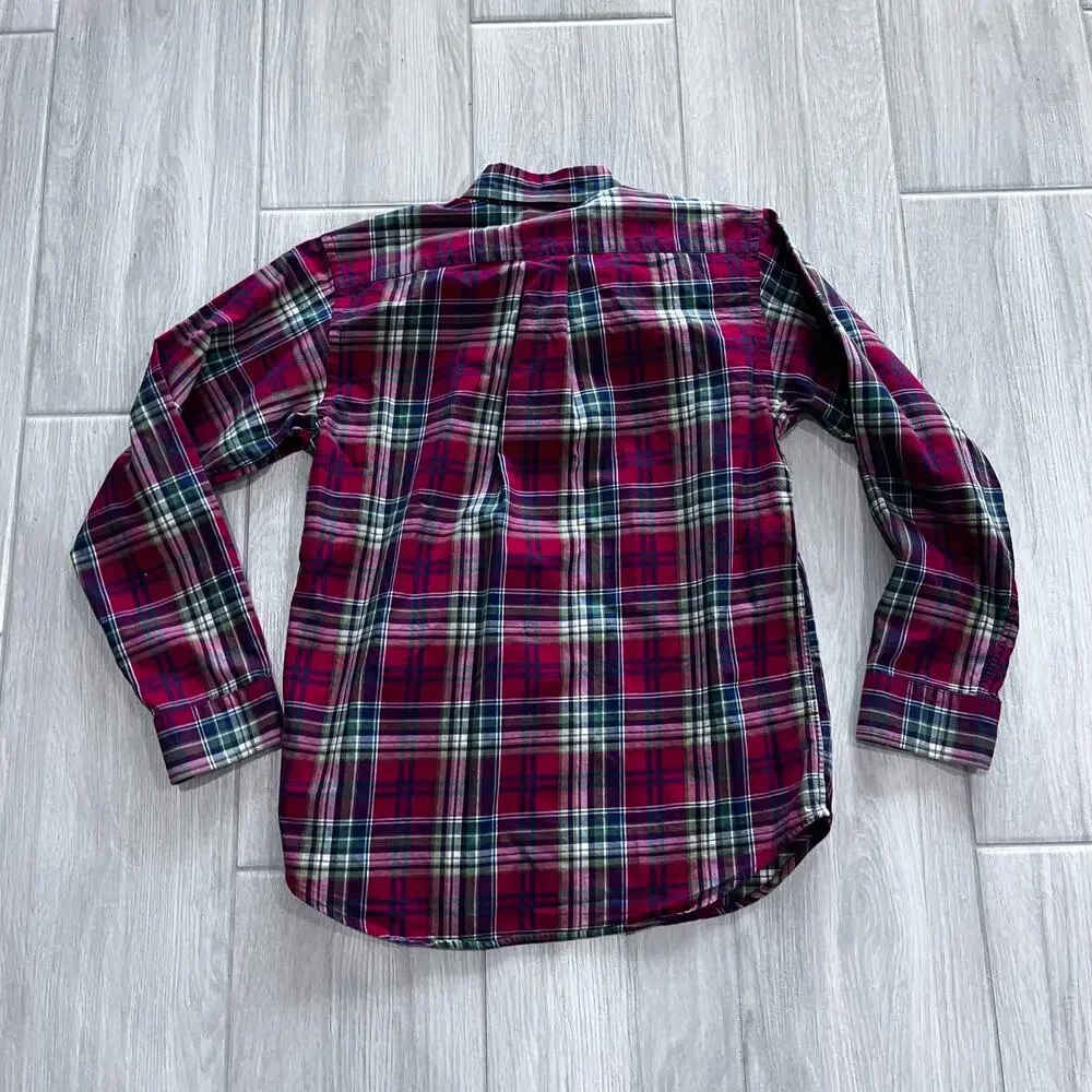 Ralph Lauren Boy’s LG Red Green Blue Plaid Long Sleeve Button Down Shirt